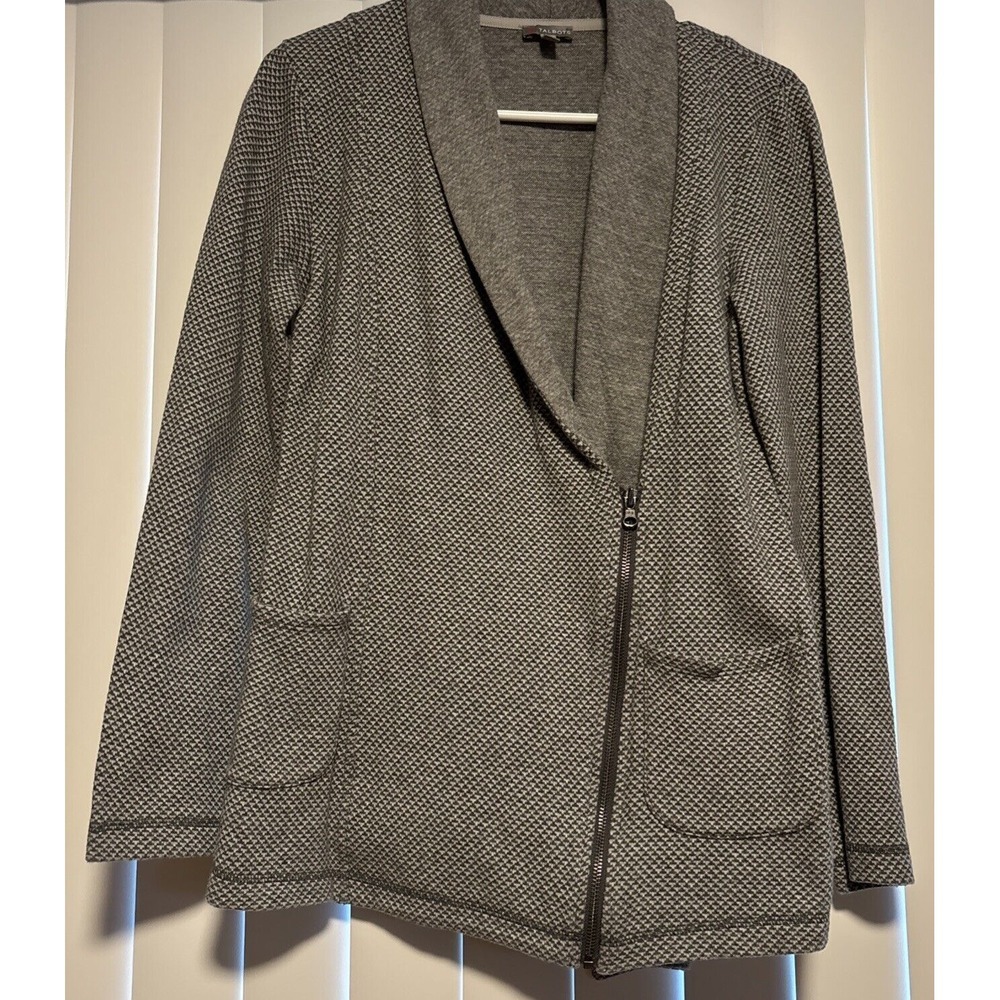 Talbots Gray Moto Cotton Cardigan Sweater Size XS EUC